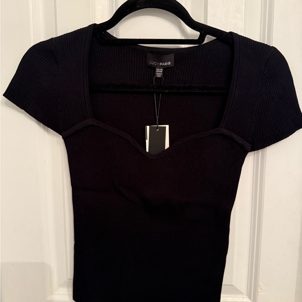 Lucy Paris Black Short Sleeve Top